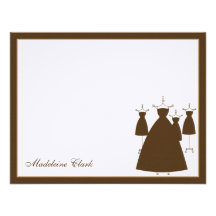 Modern Gowns Flat Thank You Card Personalized Invitations