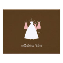 Modern Gowns Flat Thank You Card - Pink Personalised Invites