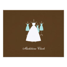 Modern Gowns Flat Thank You Card - Turquoise Personalised Invites