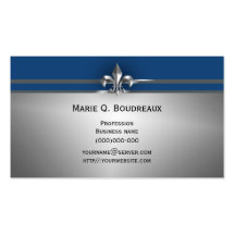 Modern Gray Blue Fleur de Lis Business Cards