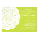 Modern Green Dahlia Bloom Floral Baby Shower invitations