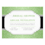 Modern Green Damask Bridal Shower Invitations