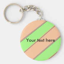 Modern green orange diagonal stripes keychains
