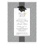 Modern Grey Stripe Graduation Party Invitation