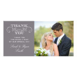 Modern Grey Wedding Photo Thank You Cards Photo Card