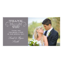 Modern Grey Wedding Photo Thank You Cards Photo Card