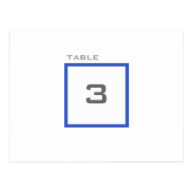 Modern Grid Blue Wedding Reception Table Numbers Postcard