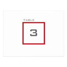 Modern Grid Red Wedding Reception Table Numbers Post Card