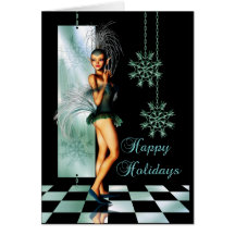 Modern Happy Holidays Card With Cute Elf