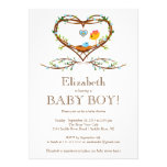 Modern Heart baby bird Boys Baby Shower invitations