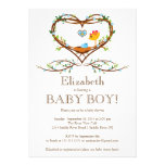 Modern Heart baby bird Boys Baby Shower invitations