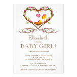Modern Heart baby bird Girls Baby Shower invitations