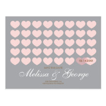 Modern Hearts Save the Date: Silver Post Cards