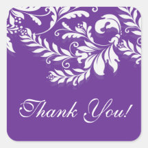Modern Leaf Damask Thank You Postage Stamp Square Stickers