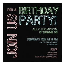 Modern Lights Birthday Party Invitation