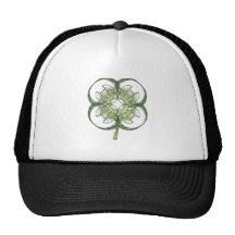 Modern Look Four Leaf Clover Fractal Art with Stem Trucker Hat