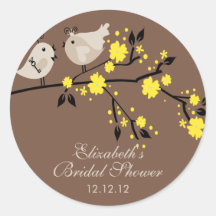 Modern Love Birds Bridal Shower Stickers