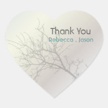 Modern Love Birds Tree white Wedding thankyou Heart Stickers