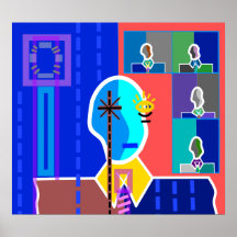 Modern man on blue print
