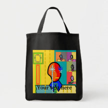 Modern man on yellow background canvas bags