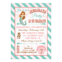 Modern Mermaid Birthday Party Invitation