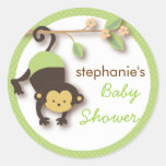 Modern Monkey Sweet Neutral Baby Shower | Green Sticker