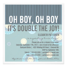 Modern Mum Twin Boy Baby Shower Invitation