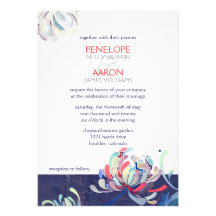 Modern Mums Navy Blue & White Formal Wedding Personalized Invite