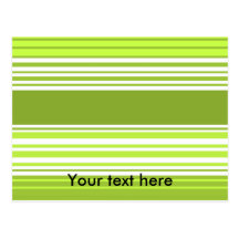 Modern neon green and moss stripes post cards