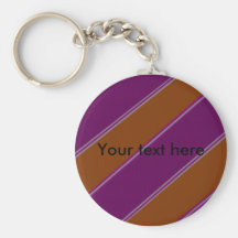 Modern orange purple diagonal stripes keychain