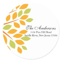 Modern Orange Tree Return Address Wedding Sticker