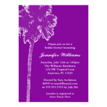 Modern Palm Tree Purple Bridal Shower Custom Invite