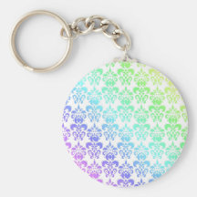 Modern pastel rainbow damask keychains