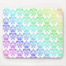Modern pastel rainbow damask mousepads