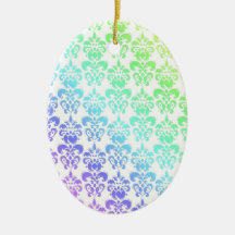 Modern pastel rainbow damask christmas tree ornaments