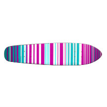 Modern pink and baby blue stripes skateboard
