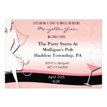 Modern Pink & Black Bachelorette Party Invitation