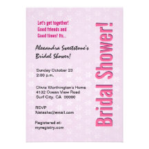 Modern Pink  Black Zebra Bulls Eye Bridal Shower Custom Announcement