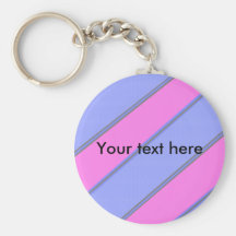 Modern pink blue diagonal stripes key chains