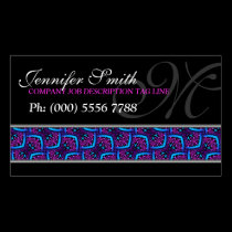 Modern Pink Blue Pattern on Black Business Cards business cards