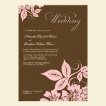Modern Pink/Brown Floral Wedding Invitation invitations