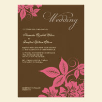 Modern Pink/Brown Floral Wedding Invitation invitations