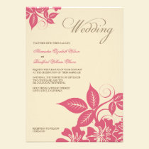 Modern Pink/Cream Floral Wedding Invitation invitations