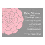 Modern Pink Dahlia Bloom Floral Girl Baby Shower invitations
