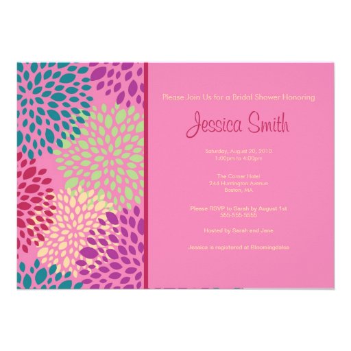 Modern Pink  Floral Bridal Shower Invite