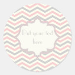 Modern pink, grey, ivory chevron pattern custom sticker