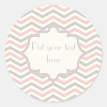 Modern pink, grey, ivory chevron pattern custom sticker