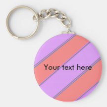 Modern pink violet diagonal stripes key chain