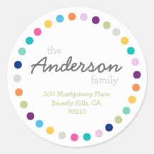 Modern Polka Dots Address Label Sticker