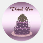 Modern Purple Cake Thank You Round Stickers